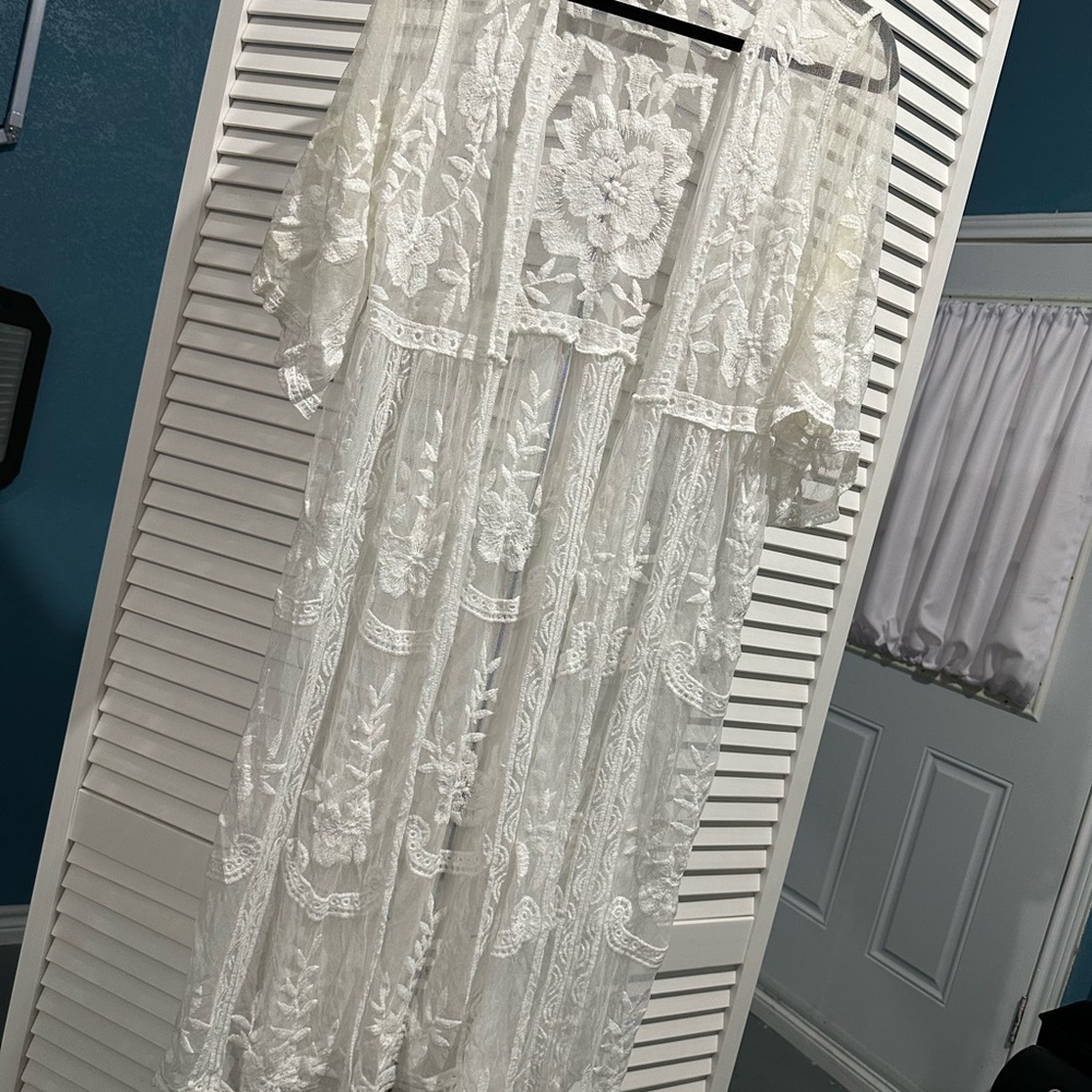 Rachel Zoe White Floral Lace Cover-Up